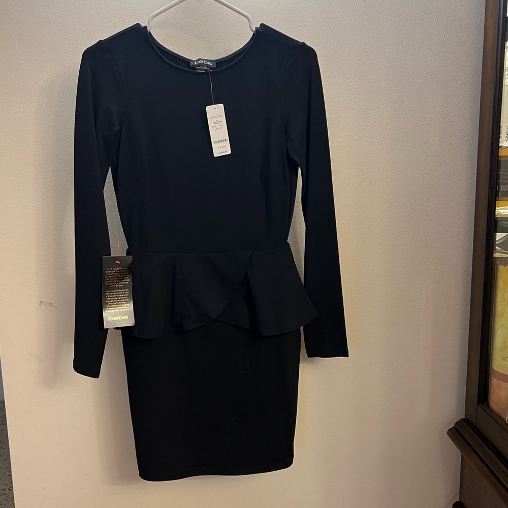 Bebe Black Peplum Dress Size S